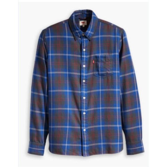 Levis Mens Plaid Long Sleeve Shirt  Size Large Blue & Red - Picture 1 of 10